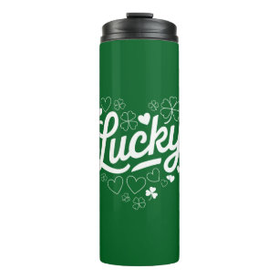St. Patricks Tag Herz Glücksklee Shamrock  Thermosbecher