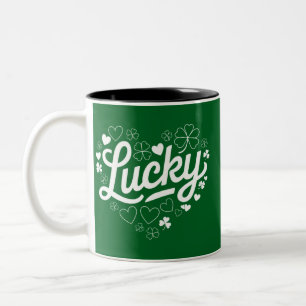 St. Patricks Tag Herz Glücksklee Shamrock  Zweifarbige Tasse