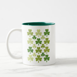St. Patricks Tag Herz Glücksklee Shamrock Zweifarbige Tasse