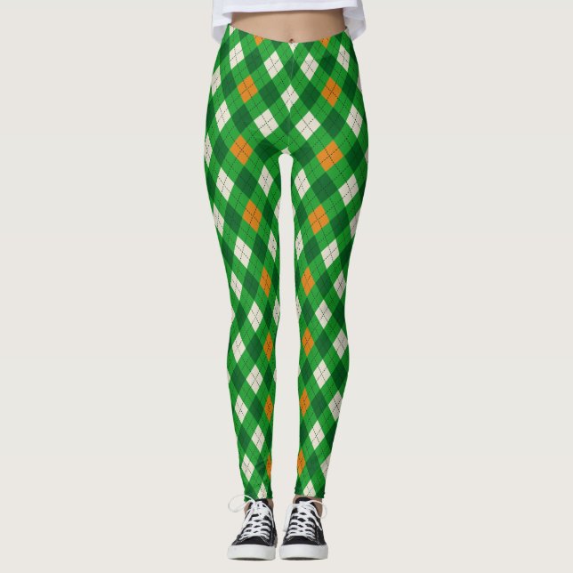 St. Patricks Tag Irisch gefärbter Argyle Leggings (Vorderseite)