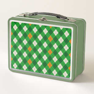 St. Patricks Tag Irisch gefärbter Argyle Metall Brotdose