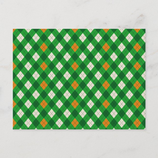 St. Patricks Tag Irisches farbiges Argyle Postkarte (Vorderseite)