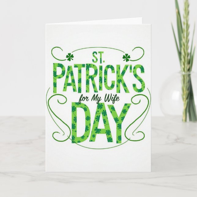 St. Patricks Tag Karte für Ehefrau (Vorderseite)