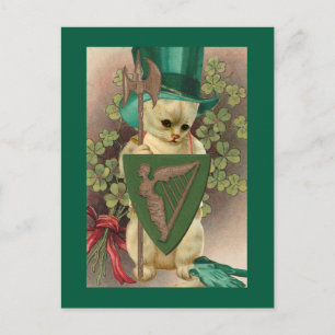 St. Patricks Tag Katze Postkarte