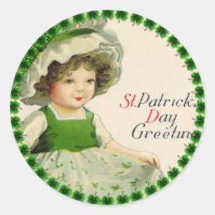 St. Patricks Tag kleines irisches Mädchen Runder Aufkleber