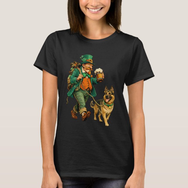St. Patricks Tag Leprechaun mit Bier  T-Shirt (Vorderseite)