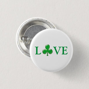 St. Patricks Tag Liebe Grün weiße Klee Button