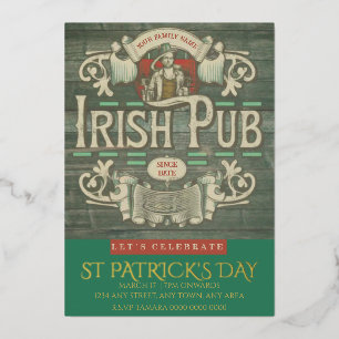 St. Patricks Tag Lustiger Personalisierter Irische Folieneinladung