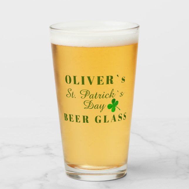 St. Patricks Tag Name Bier Glas (Vorne (Gefüllt))