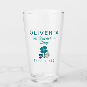 St Patricks Tag Name Kleeblatt Shamrock Bier Glas