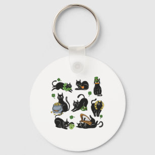 St. Patricks Tag Shamrock Schwarze Katze Irische K Schlüsselanhänger