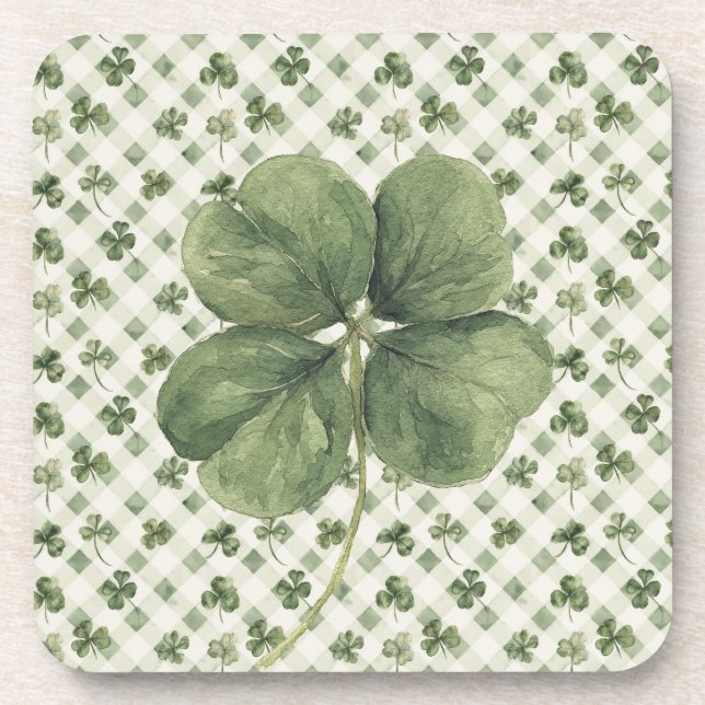 St. Patricks Tag Vierblattklee Getränkeuntersetzer (Vorderseite)