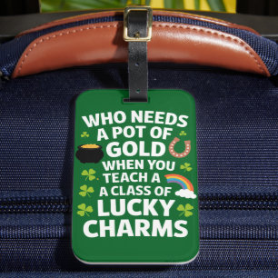St Patricks Teacher Lucky Charm Clover Irish Gepäckanhänger