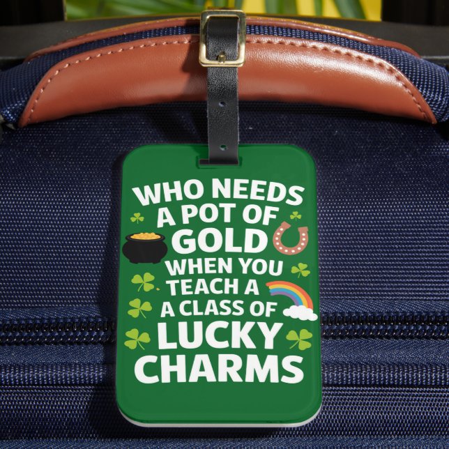 St Patricks Teacher Lucky Charm Clover Irish Gepäckanhänger (Vorderseite Insitu 2)