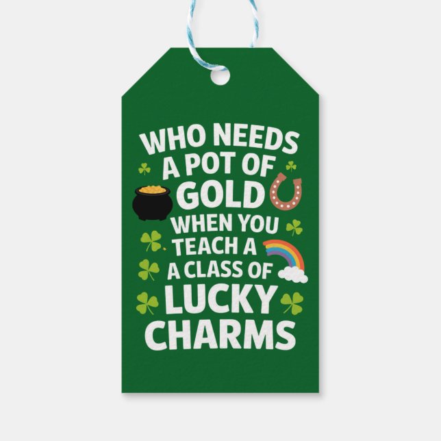 St Patricks Teacher Lucky Charm Clover Irish Geschenkanhänger (Rückseite)