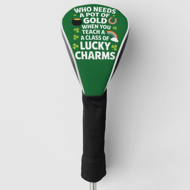St Patricks Teacher Lucky Charm Clover Irish Golf Headcover (Vorderseite)