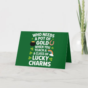 St Patricks Teacher Lucky Charm Clover Irish Karte