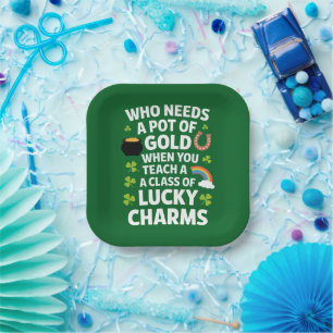 St Patricks Teacher Lucky Charm Clover Irish Pappteller
