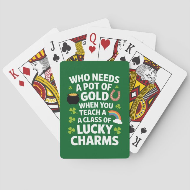 St Patricks Teacher Lucky Charm Clover Irish Spielkarten (Rückseite)
