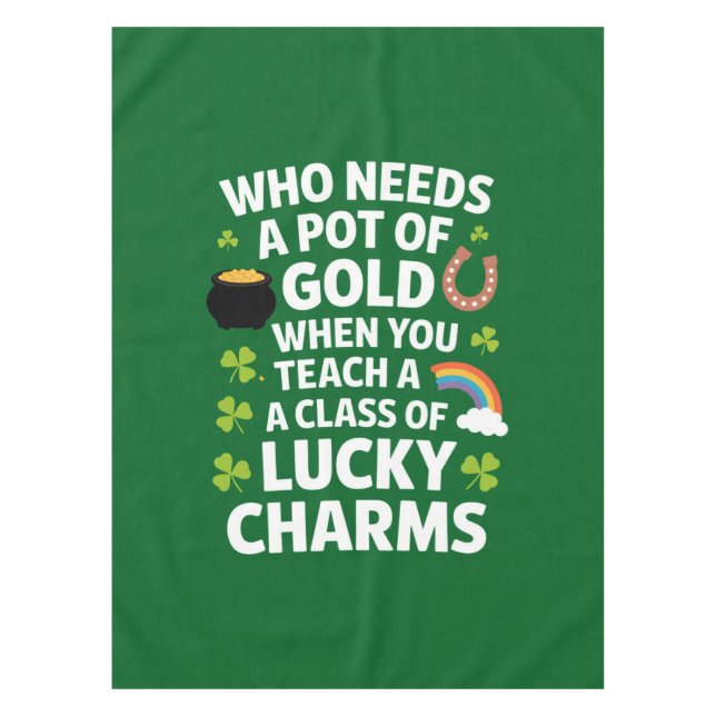 St Patricks Teacher Lucky Charm Clover Irish Tischdecke (Vorderseite)