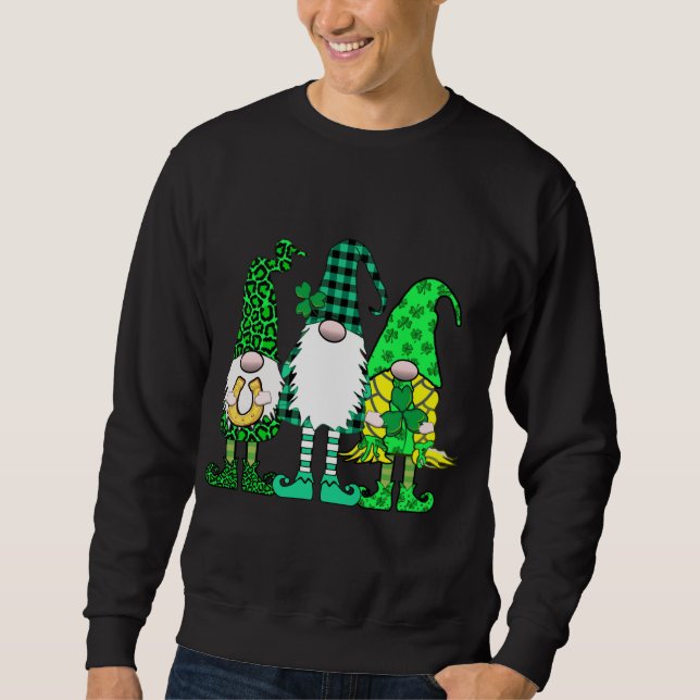 St Patricks Three Gnomes Lucky Irish Gnomies Sweatshirt (Vorderseite)