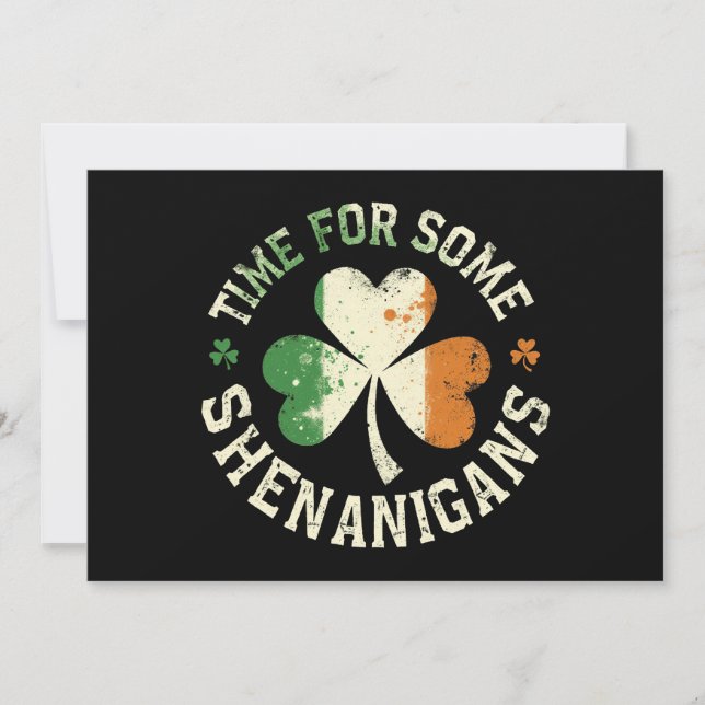 St. Patrick's Time for some Shenanigans Clover Fun Einladung (Vorderseite)