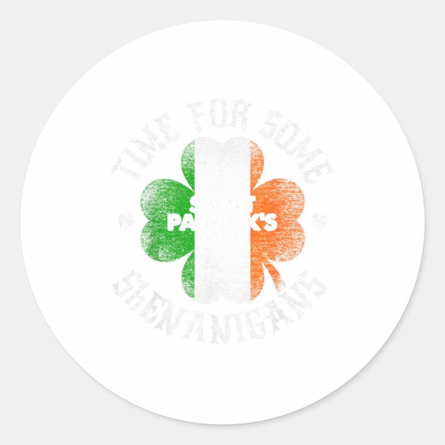 St. Patrick's Time For Some Shenanigans Clover Men Runder Aufkleber (Vorderseite)