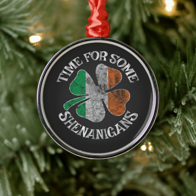 St. Patrick's Time for Some Shenanigans Clover Ornament Aus Metall (Baum)