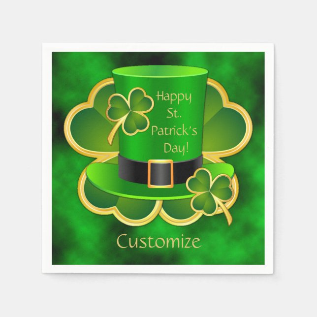 St. Patrick's Top Hat & Kleeblatts Napkins Serviette (Vorderseite)