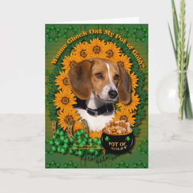 St. Patricks - Topf Gold - Beagle Karte (Vorderseite)