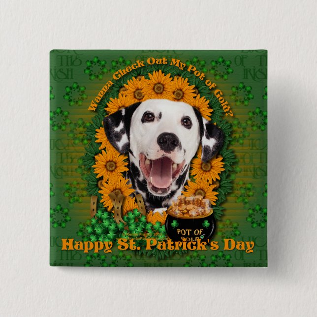 St. Patricks - Topf Gold - Dalmatiner Button (Vorderseite)