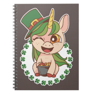 St Patricks Unicorn Notizblock