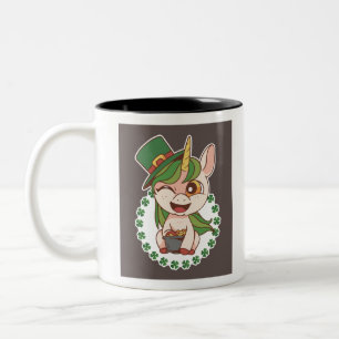 St Patricks Unicorn Zweifarbige Tasse