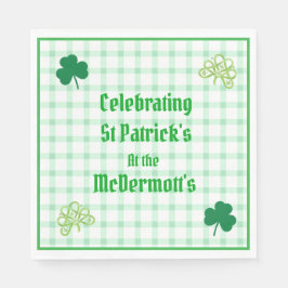 St Patricks Watercolor Green Shamrocks Serviette
