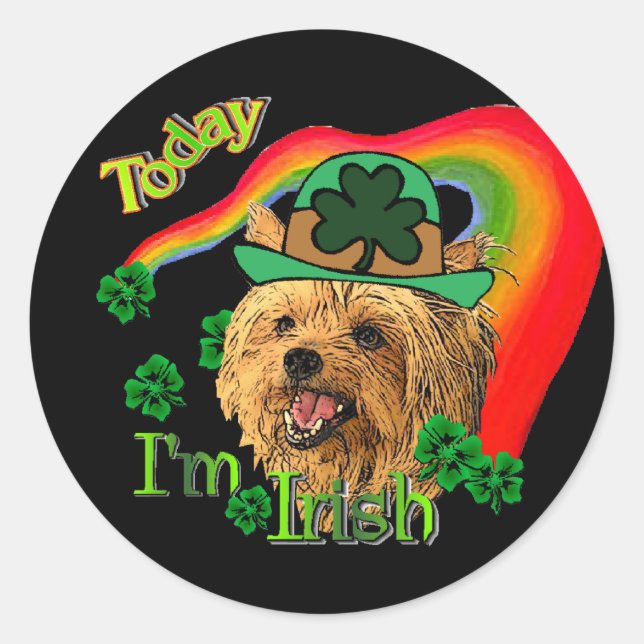 St. Patrick's Yorkshire Terrier Runder Aufkleber (Vorderseite)
