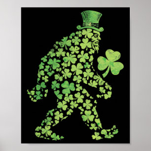 St Patricks's Patricks Tag Bigfoot Sasquatch Shamr Poster