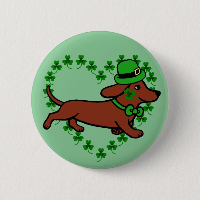 St- PatricktagesDackel-Cartoon 7 Button (Vorderseite)
