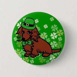 St- PatricktagesDackel-Cartoon Button