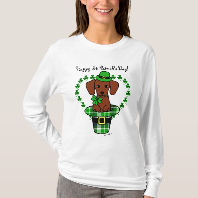 St- PatricktagesDackel-Cartoon T-Shirt (Vorderseite)