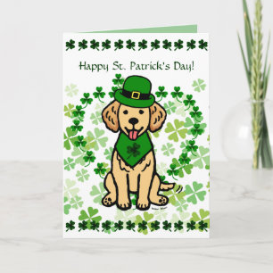 St- Patricktagesgoldener Retriever-Cartoon Karte