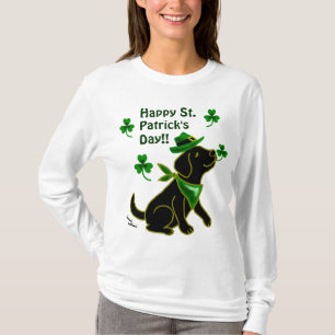 St- Patricktagesschwarzes Labrador T-Shirt