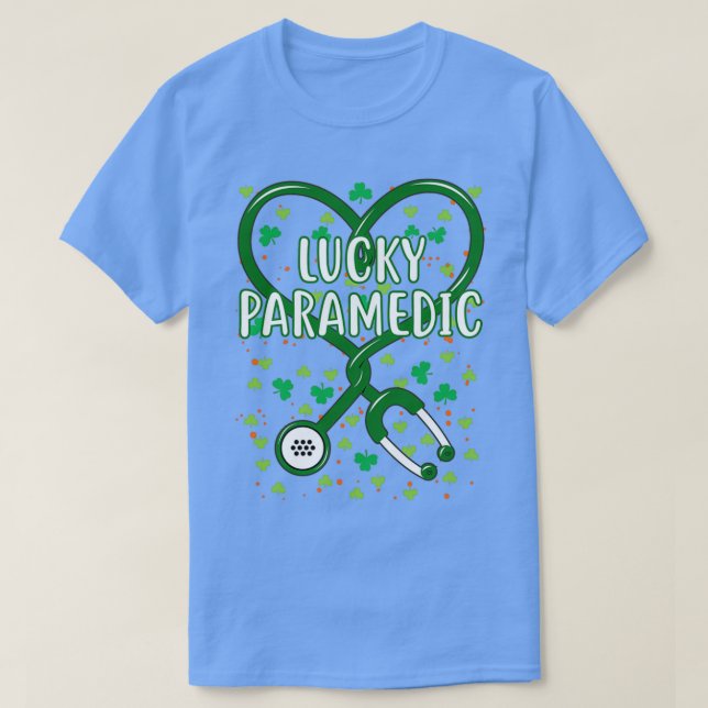 St Patrickx27s Lucky Paramedic Green Stethoscope S T-Shirt (Design vorne)