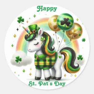 St. Pat's Day Einhorn-Aufkleber Runder Aufkleber