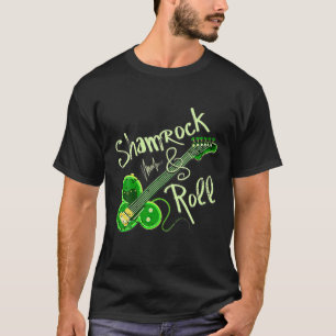 St Pats Day Irish Kleeblatt Roll Clover Guitar Mus T-Shirt