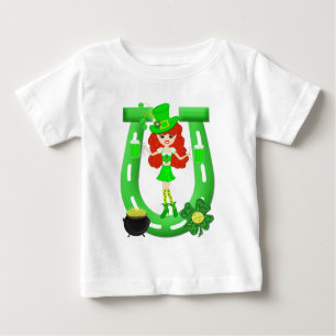 St Pat's Day Redhead Girl Leprechaun Baby T-shirt