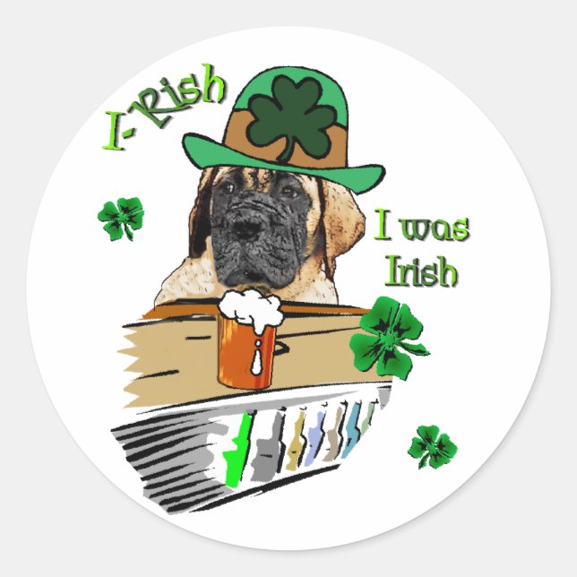 St. Pats English Mastiff Runder Aufkleber (Vorderseite)
