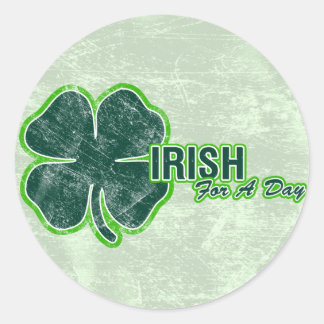 St Pats "Irish For A Day" Kleeblatt Grunge Sticker