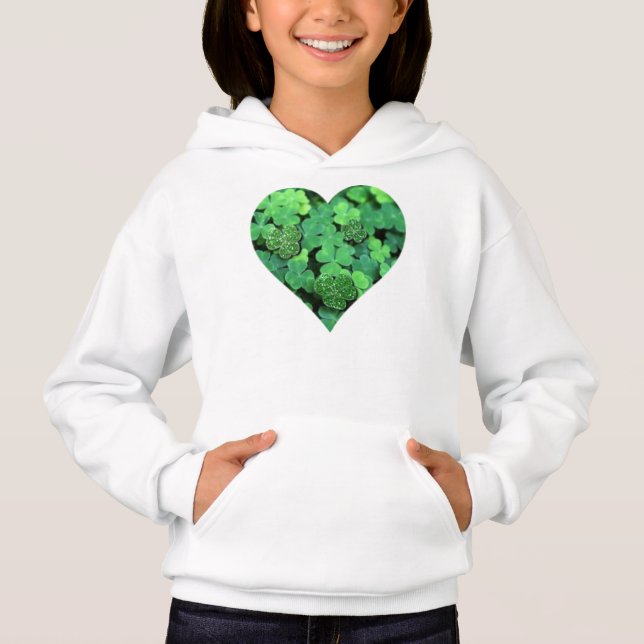 St. Patties Tag, grünes Kleeblatt, irische Herzen Hoodie (Vorderseite)