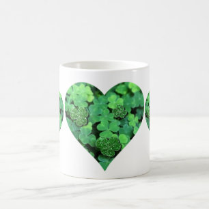 St. Patties Tag, grünes Kleeblatt, irische Herzen Kaffeetasse
