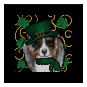 St. Patty Australian Shepherd Poster
